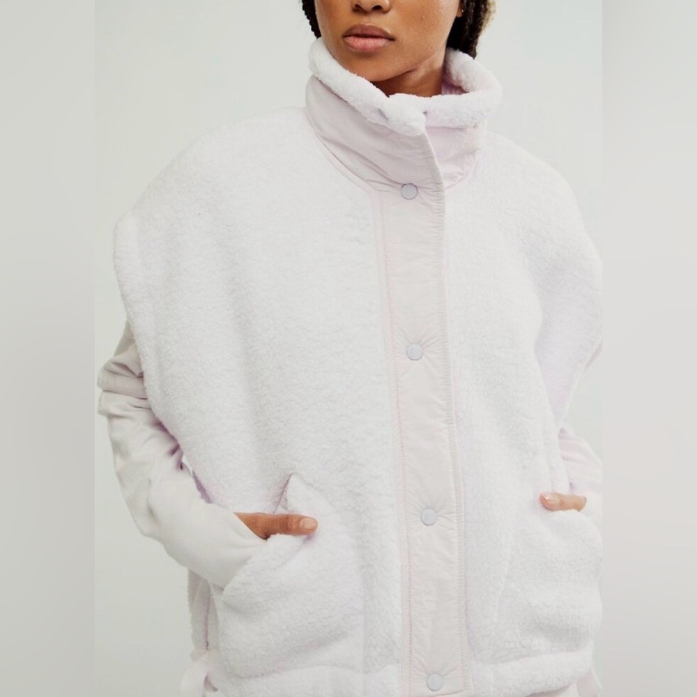 ❗️Sold❗️Free People FP MOVEMENT Scout It Out Fleece Vest Rose Wash Ovrszd S NWT - Picture 5 of 14